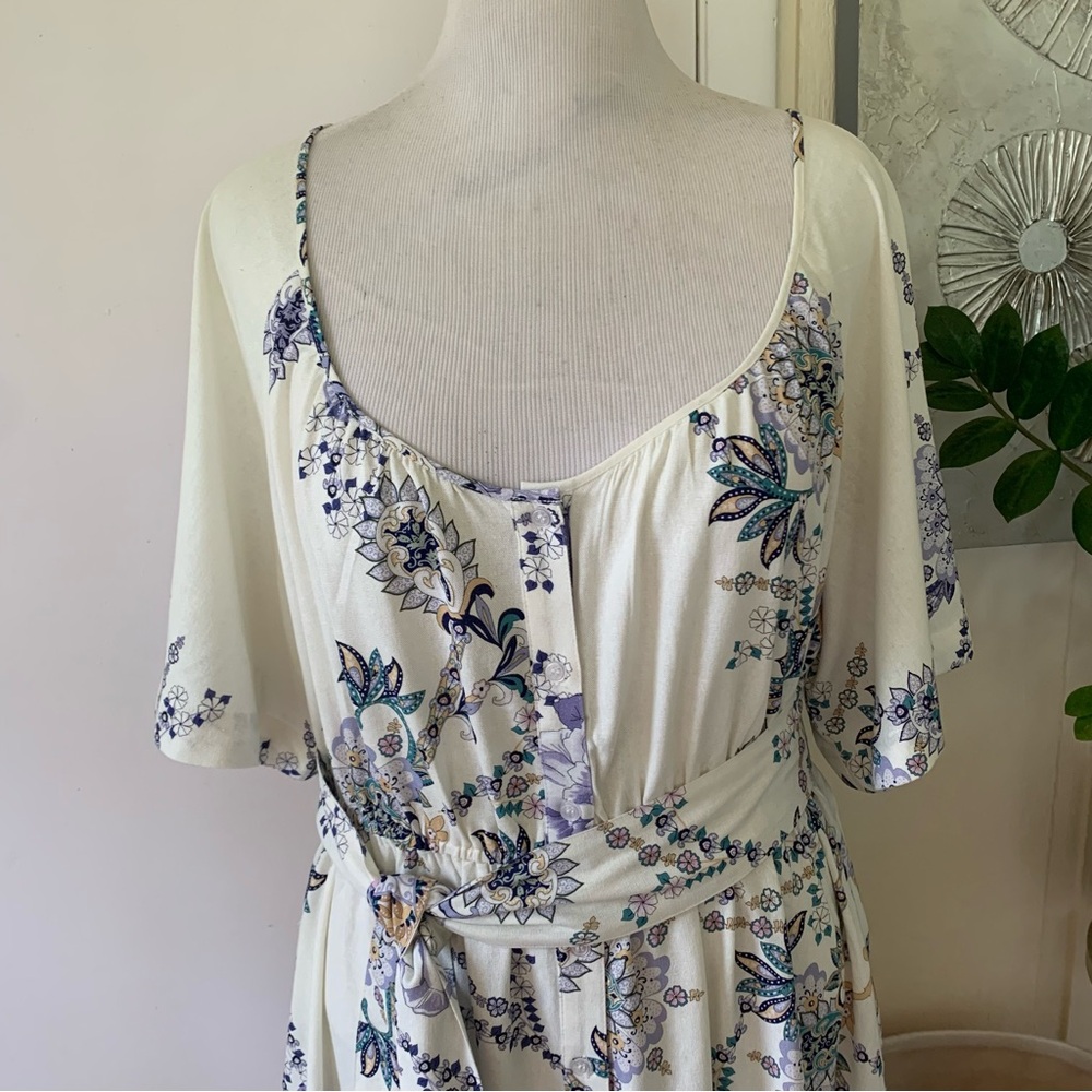 NWT Calypso St. Barth Linen blend  printed maxi belted dress size L - Picture 2 of 13